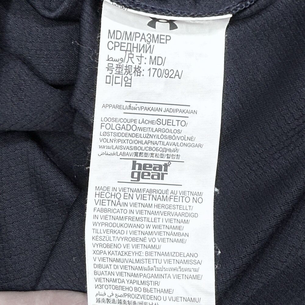 Under Armour Polo Shirt Mens Medium Navy Blue HeatGear ExxonMobil Logo - Picture 8 of 10
